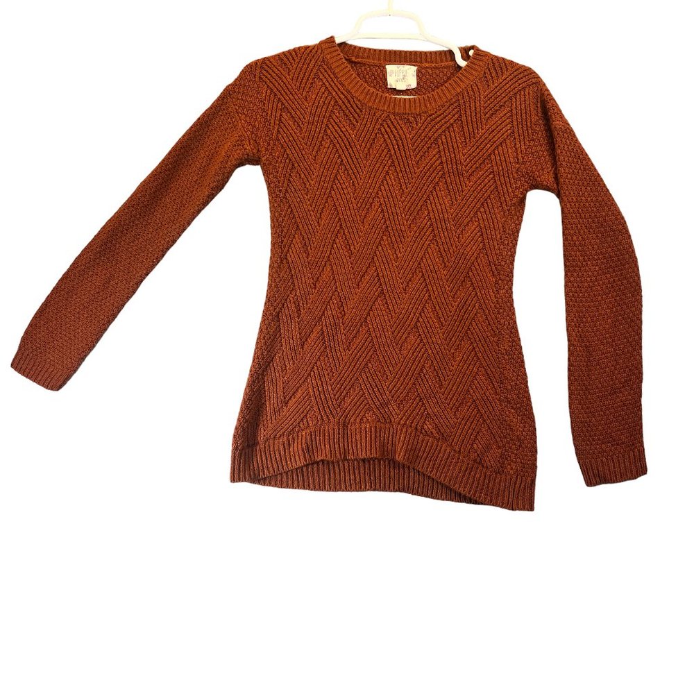 Hippie Rose Rust Orange Cable Knit Crew Neck Sweater